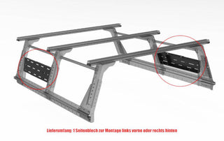 Optionale Seitenbefestigungen für Multi-Rack Extensible Extra Cab Rhinorack Vorne links + Hinten rechts 55-01-0070 Xperts4x4